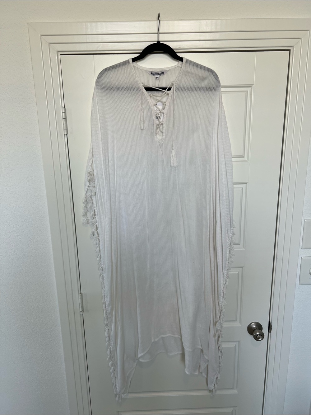 Walter Baker White Lace-Up Tassel Swim Cover-Up